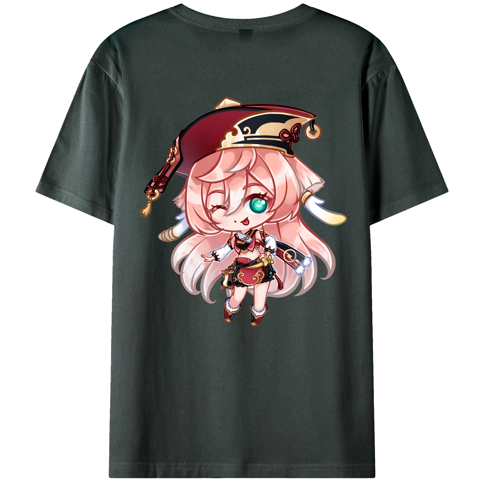 げんし神 ヤンフェイ genshin Yanfei 綿100％ メンズ半袖Tシャツ（バックプリント） 通気性